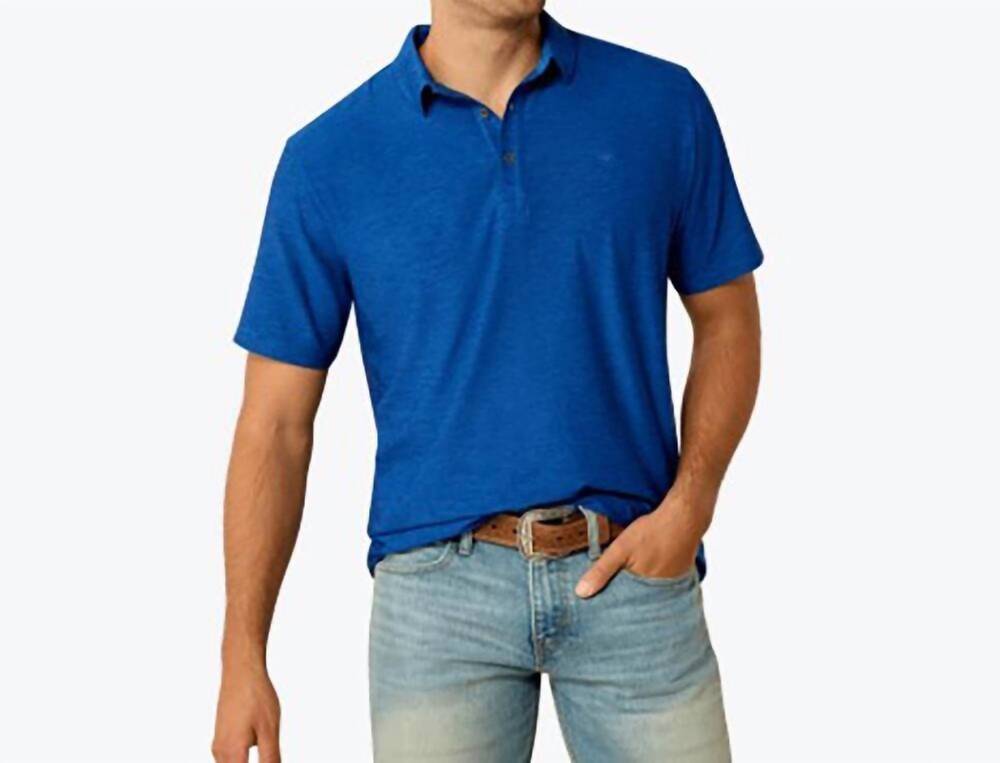 NEW ARIAT fitted charger polo shirt in blue quartz